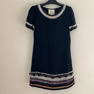 Anthropologie Maeve Black Beaded Dress size 0